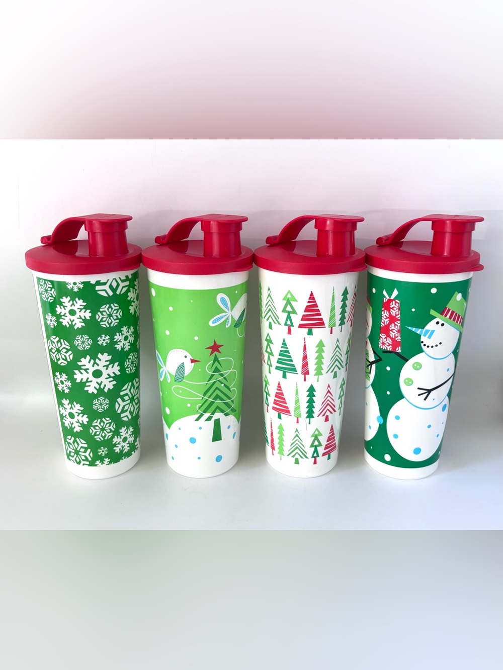 NEW Set of 4 new Tupperware Winter Christmas Tumber set 470ml 16oz Limited Ed.